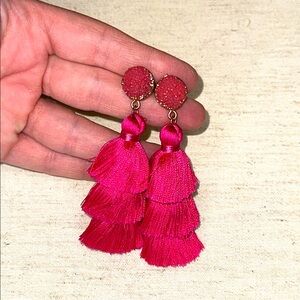 Pink long 3 tier earrings
